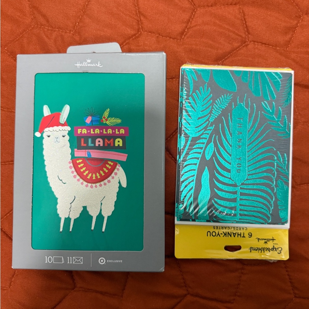 Hallmark Festive Llama Cards - Green and Red